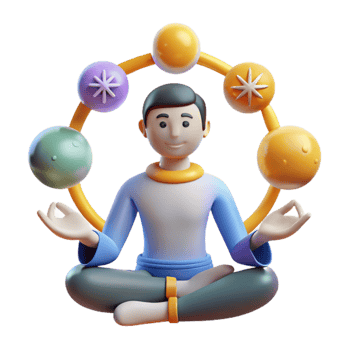 beautiful rustic 3D Illustration Peaceful Yogi with Energy Orbs 4K png