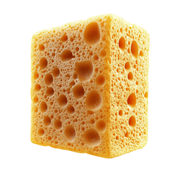 Realistic Yellow Swiss Cheese Block with Holes png