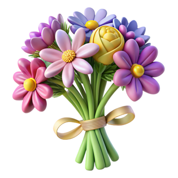 magnificent creative 3D Render of a Colorful Flower Bouquet exclusive png
