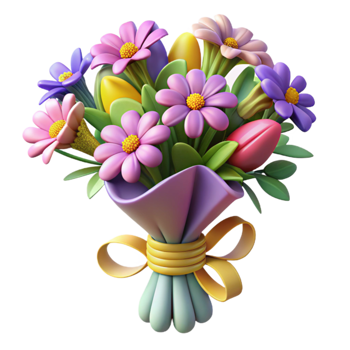 stunning modern 3D Render of a Colorful Flower Bouquet exclusive png