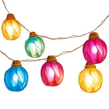 Christmas String Lights Hanging in Row png