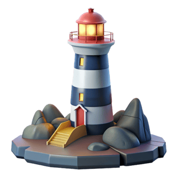 serene abstract Lighthouse 3D Model Coastal Scene Illustration premium png