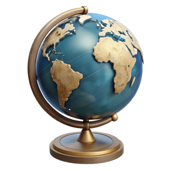 Vintage 3D Globe Illustration World Map png
