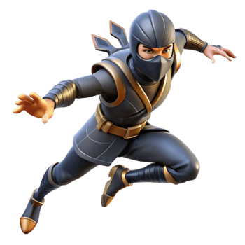 serene contemporary 3D Ninja Warrior Illustration high quality png