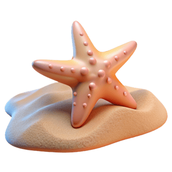 vibrant modern 3D Render Starfish on Sand Beach genuine png