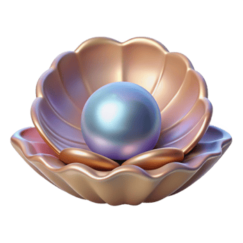 stunning vintage 3D Render Pearl in Shell original png