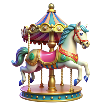 extraordinary contemporary Whimsical Carousel Horse 3D Render professional png