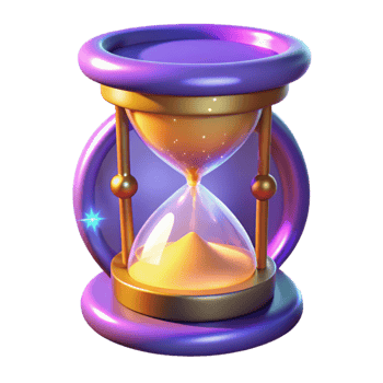 impressive modern 3D Hourglass Illustration Time Sand Purple Gold authentic png