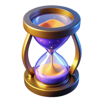 serene contemporary Golden Hourglass 3D Render genuine png