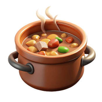 magnificent creative 3D Render of Steaming Vegetable Soup in Pot premium png