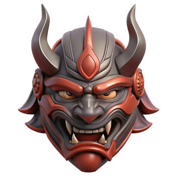 impressive artistic 3D Oni Mask Illustration, Japanese Demon Mask high quality png