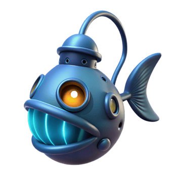 beautiful minimalist 3D Render of a Cute Robotic Fish original png