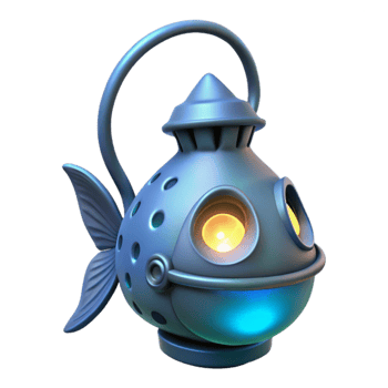 serene traditional 3D Render Glowing Fish Lamp Illustration professional png