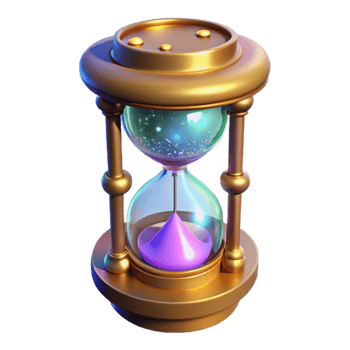extraordinary rustic 3D Render Golden Hourglass with Purple Sand genuine png