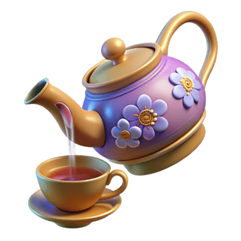 wonderful rustic Floral Teapot 3D Render original png