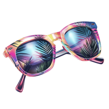 Colorful Retro Sunglasses with Reflective Lenses png