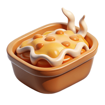 vibrant vintage 3D Render of Baked Dish with Creamy Topping detailed png