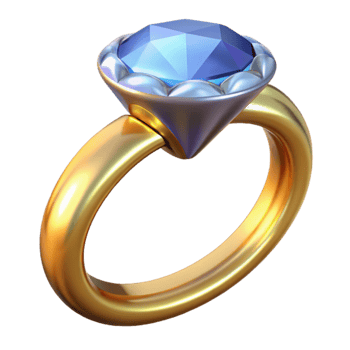 elegant vintage 3D Render Gold Ring with Blue Gemstone original png