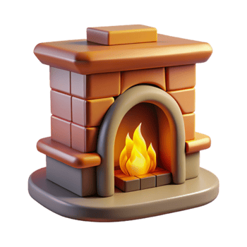 beautiful creative Cozy 3D Fireplace Illustration high quality png