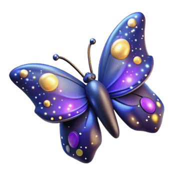 serene rustic Glowing 3D Butterfly Illustration premium png