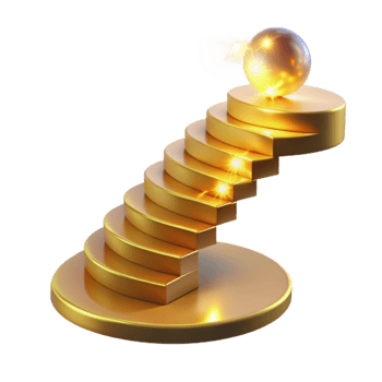 dramatic artistic Golden Spiral Staircase 3D Illustration professional png