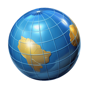 vibrant modern 3D Globe Illustration Golden Continents original png