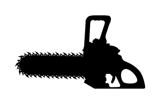 Chainsaw Black Silhouette isolated on a white background vector
