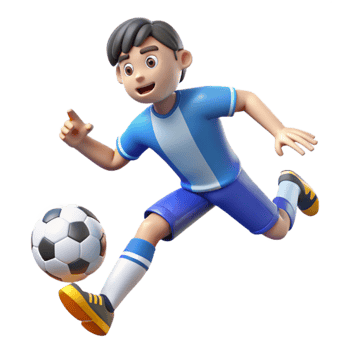 serene modern 3D Cartoon Soccer Player Illustration exclusive png