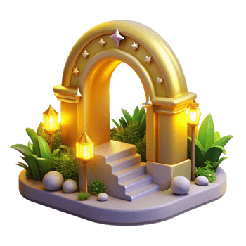 Golden Arch 3D Render Magical Gateway Illustration png