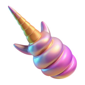 beautiful minimalist Iridescent Unicorn Horn 3D Render detailed png