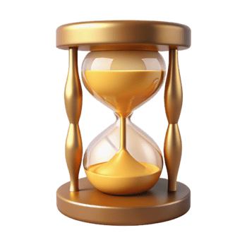 elegant contemporary Golden Hourglass 3D Render premium png