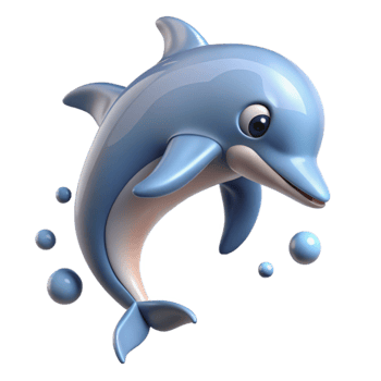 vibrant abstract Playful Dolphin 3D Render exclusive png