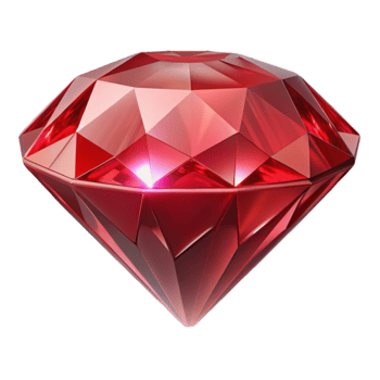 vibrant classic Brilliant Red Gem 3D Render authentic png