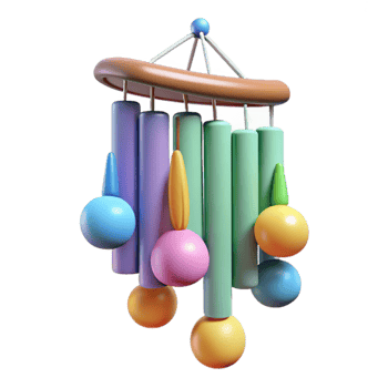 impressive creative Colorful 3D Render Wind Chime Illustration high quality png