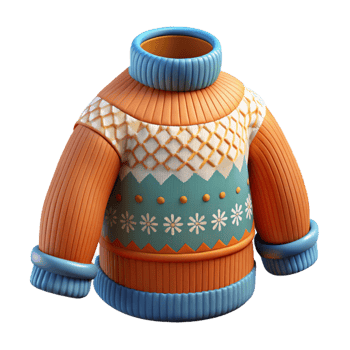 dramatic traditional 3D Render Orange Knit Sweater Illustration 4K png
