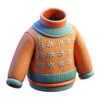 dramatic traditional 3D Render Orange Knit Sweater Illustration authentic png
