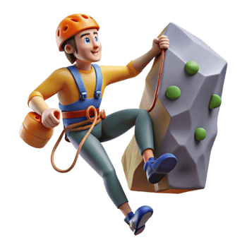 stunning abstract 3D Cartoon Climber Illustration detailed png