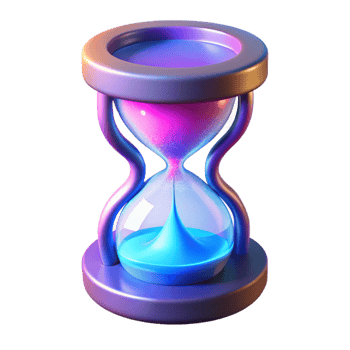 vibrant vintage 3D Render of a Neon Hourglass authentic png