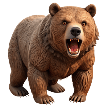 serene artistic Roaring Grizzly Bear 3D Render exclusive png