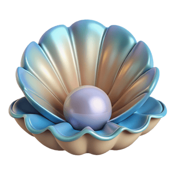 magnificent creative 3D Render Pearl in Shell high resolution png