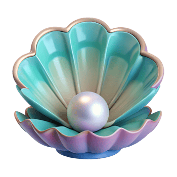 dramatic creative 3D Render of Pearl in Shell original png