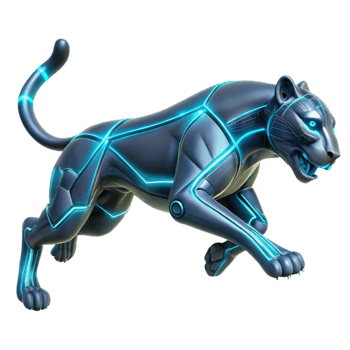 elegant artistic Cybernetic Panther 3D Render premium png