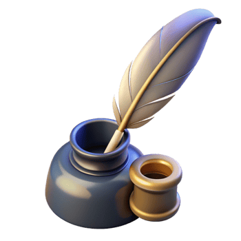 vibrant creative 3D Quill and Inkwell Illustration professional png
