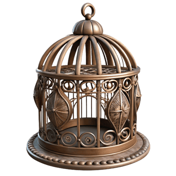 Ornate Bronze Birdcage 3D Render png