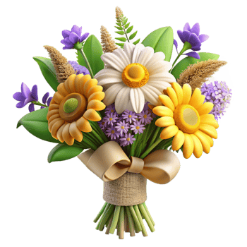 elegant modern Vibrant 3D Flower Bouquet Illustration premium png
