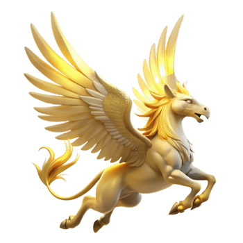 vibrant vintage Golden Pegasus 3D Render genuine png