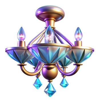 serene abstract 3D Render Elegant Crystal Chandelier premium png