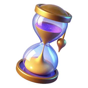 serene creative 3D Hourglass Illustration, Gold and Purple professional png