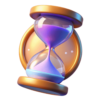 wonderful minimalist 3D Hourglass Illustration Time Sand Purple Gold genuine png