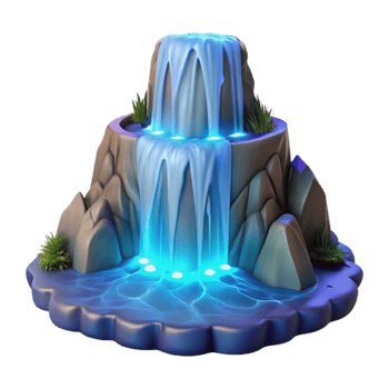 extraordinary artistic Luminous Waterfall 3D Model professional png